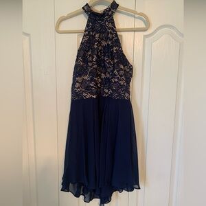 B. Smart Navy Formal Halter Dress